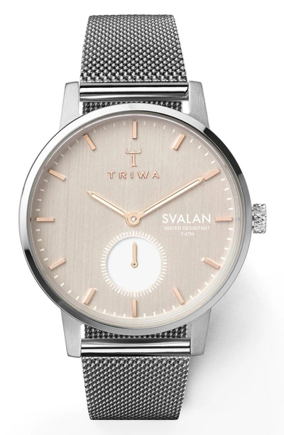 Shop Triwa Blush Svalan Mesh Strap Watch, 34mm In Silver/ Pink/ Silver