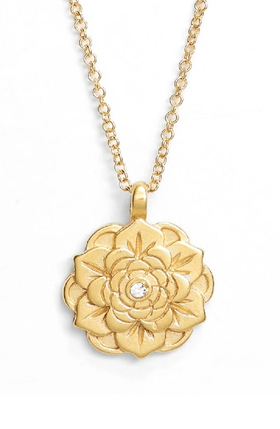 Shop Dogeared Beautiful Beginnings Lotus Pendant Necklace In Gold