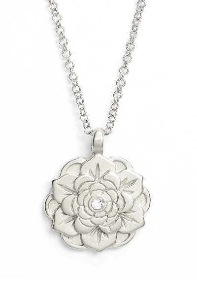 Shop Dogeared Beautiful Beginnings Lotus Pendant Necklace In Silver