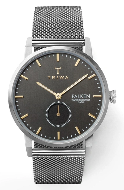 Shop Triwa Smoky Falken Mesh Strap Watch, 38mm In Silver/ Grey/ Silver