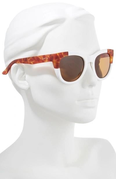 Shop Smith Sidney 55mm Chromapop Polarized Cat Eye Sunglasses In White/ Honey Tortoise