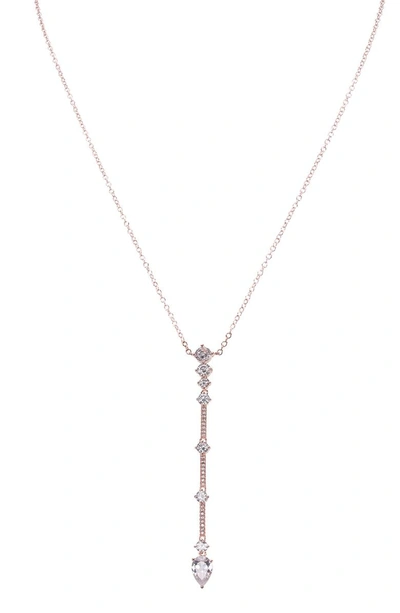Shop Nina Linear Pave Crystal Bar Y-necklace In Rose Gold