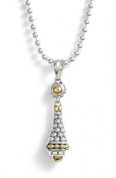 Shop Lagos Signature Caviar Pendant Necklace In Silver