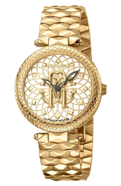 Shop Roberto Cavalli By Franck Muller Costellato Bracelet Watch In Gold/ Champagne