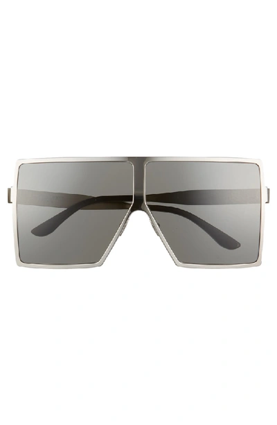 Shop Saint Laurent Betty 68mm Metal Shield Sunglasses - Silver