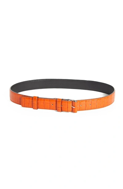 Shop Altuzarra Croc Embossed Leather Belt In Electric Orange
