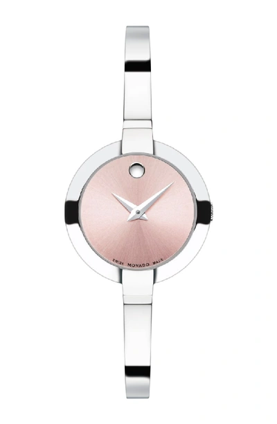 Shop Movado 'bela' Bangle Watch, 25mm In Silver/ Pink