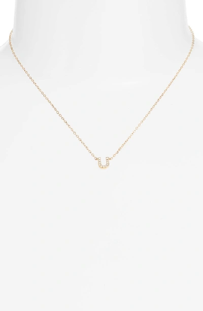 Shop Nadri Initial Pendant Necklace In U Rose Gold