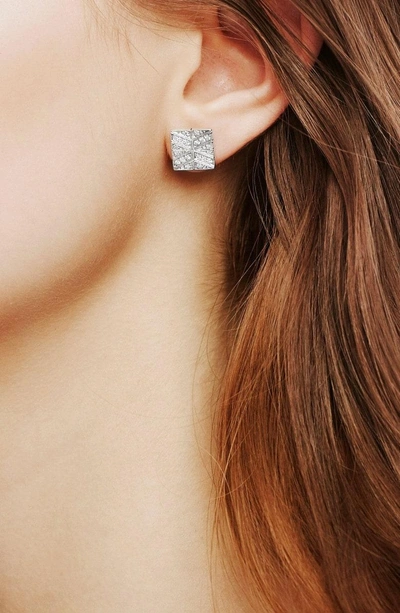 Shop John Hardy Square Diamond Studs In Silver/diamond