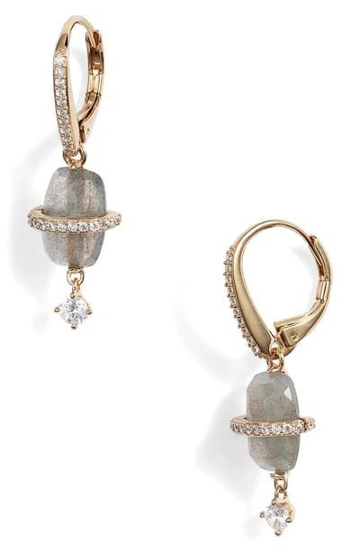 Shop Nadri Noir Onyx Drop Earrings In Labradorite/ Gold