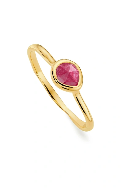 Shop Monica Vinader Siren Small Semiprecious Stone Stacking Ring In Gold/ Pink Quartz