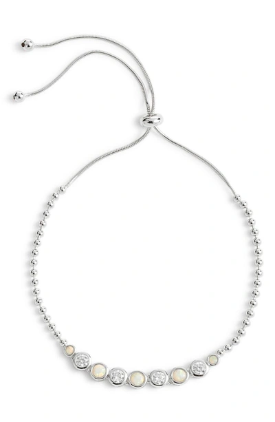 Shop Argento Vivo Opal Adjustable Bracelet In Opal/ Silver