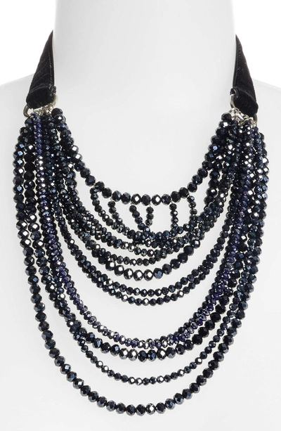 Shop Fabiana Filippi Multistrand Glass Bead Necklace In Onyx