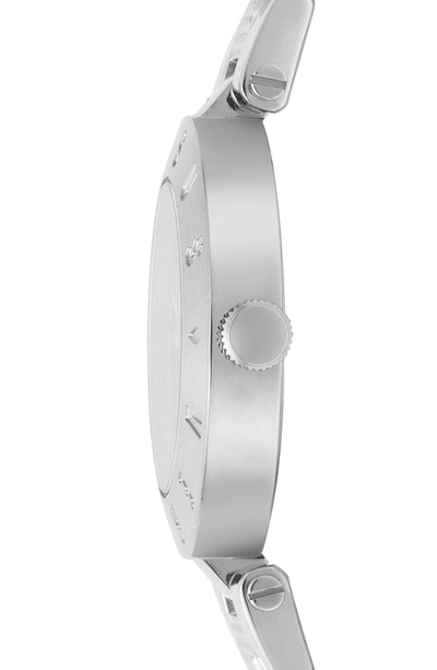 Shop Versace Logo Bracelet Watch, 34mm In Silver/ Blue