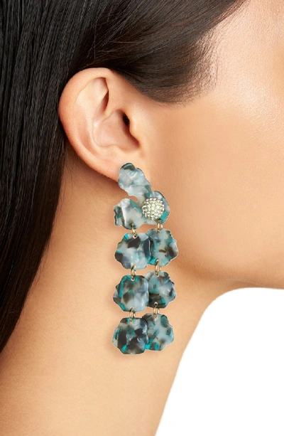 Shop Lele Sadoughi Petal Drop Earrings In Midnight Blue