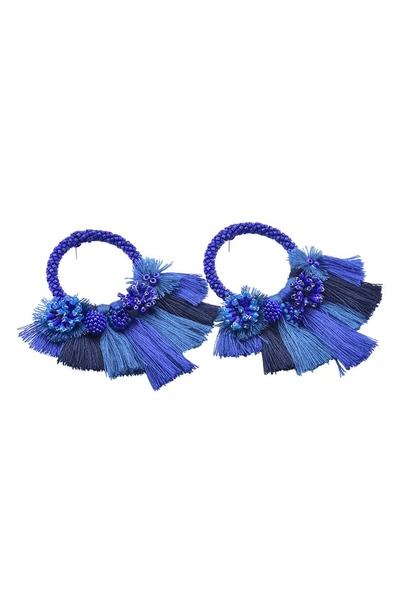 Shop Mishky Medium Cartagena Hoop Earrings In Blue