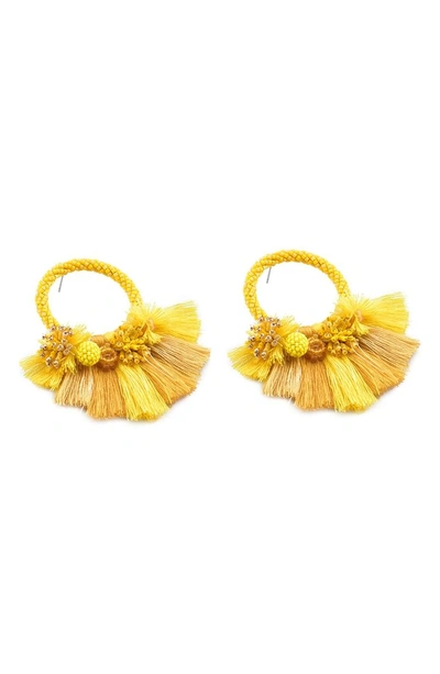 Shop Mishky Medium Cartagena Hoop Earrings In Yellow