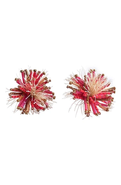 Shop Mishky Medium Hedgehog Earrings In Coral/ Copper