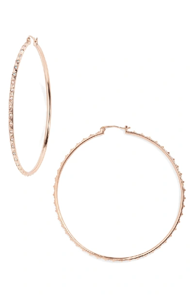 Shop Kendra Scott Annemarie Crystal Studded Hoop Earrings In Rose Gold