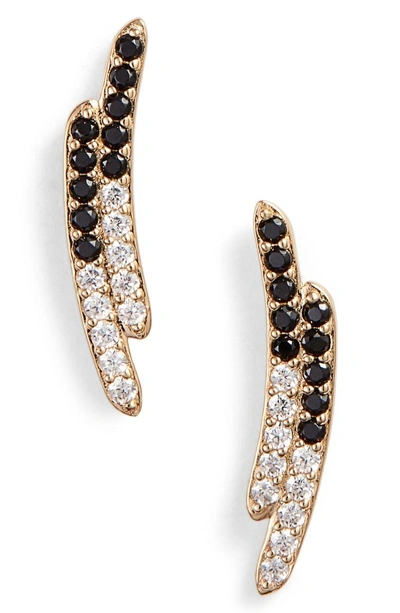 Shop Nadri Crystal Stud Earrings In Onyx/ Gold