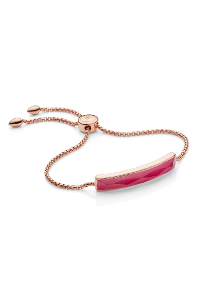 Shop Monica Vinader Rose Gold Baja Facet Bracelet In Rose Gold/ Pink Quartz