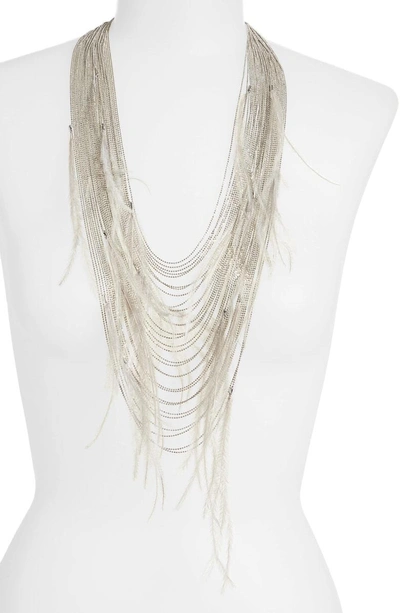 Shop Fabiana Filippi Feather Multistrand Necklace In Silver
