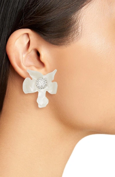 Shop Lele Sadoughi Crystal Lily Earrings In Mother Of Pearl