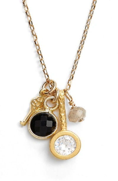 Shop Dogeared All Good Things Onyx Necklace In Gold
