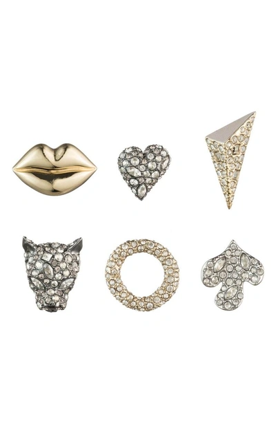 Shop Alexis Bittar Mismatched 3-pair Stud Earring Set In Gold/ Silver