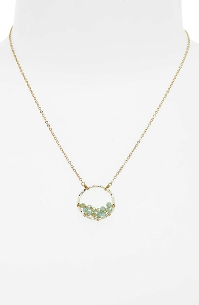 Shop Panacea Crystal Circle Pendant Necklace In Mint/ Gold