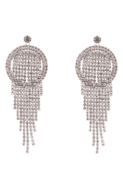 Shop Nina Pave Crystal Fringe Drop Earrings In White/ Silver
