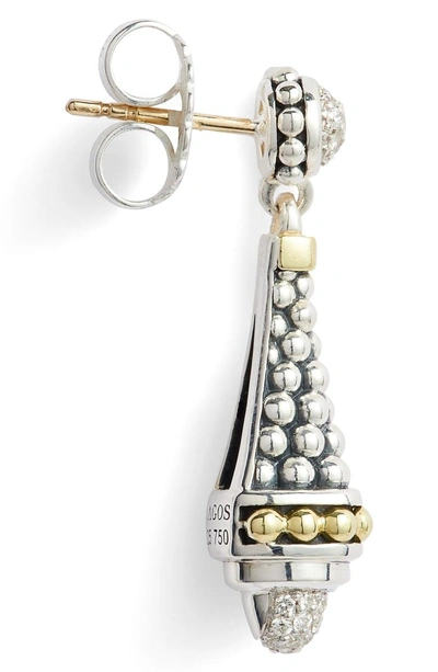 Shop Lagos Signature Caviar Diamond Pave Cap Drop Earrings In Silver/ Diamond