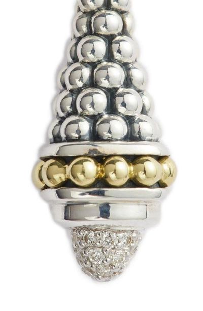 Shop Lagos Signature Caviar Diamond Pave Cap Drop Earrings In Silver/ Diamond