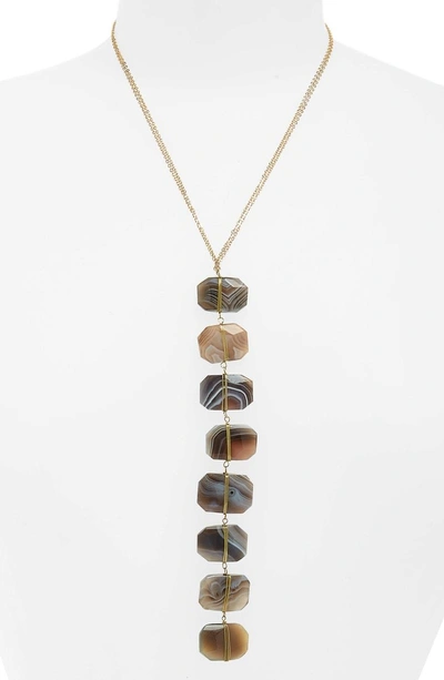 Shop Panacea Stone Y Necklace In Grey