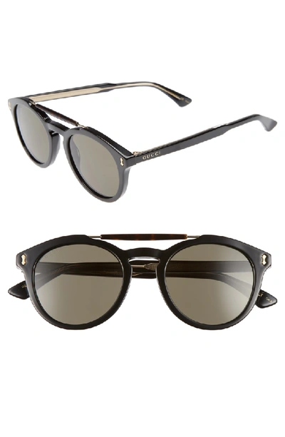 Shop Gucci Vintage Pilot 50mm Sunglasses - Black/ Grey
