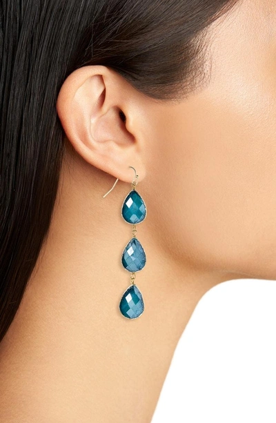 Shop Panacea Linear Crystal Earrings In Teal