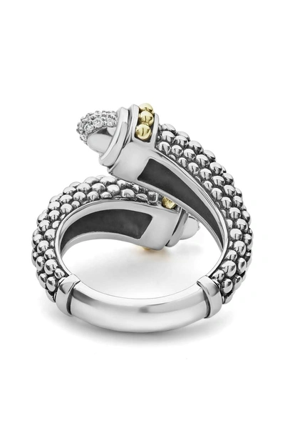 Shop Lagos Signature Caviar & Diamond Pave Crossover Ring In Silver/ Diamond