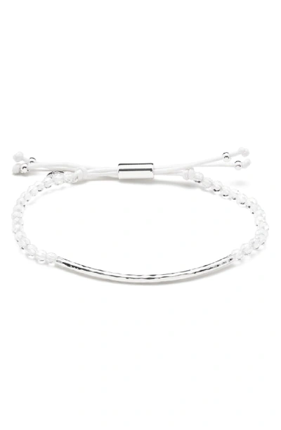 Shop Gorjana Power Gemstone Beaded Bracelet In Crystal Quartz/ Silver