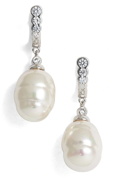 Shop Majorica 14mm Simulated Baroque Pearl & Cubic Zirconia Drop Earrings In White