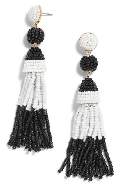 Shop Baublebar Granita Beaded Tassel Earrings In Black/ White