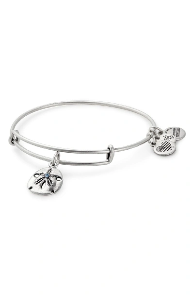 Shop Alex And Ani Sand Dollar Adjustable Wire Bangle In Silver