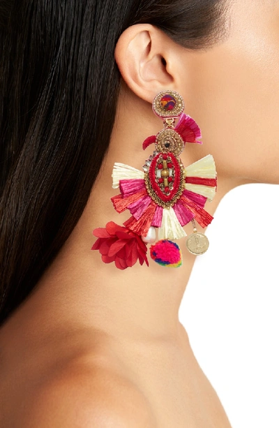 Shop Ranjana Khan Phoenix Tassel Earrings In Red Multi