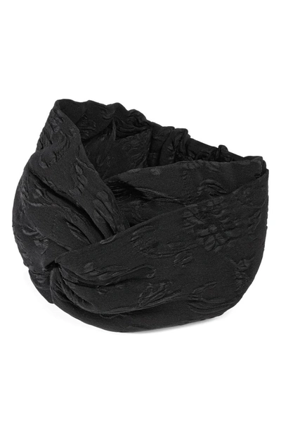 Shop Gucci Rilly Brocade Silk Headband In Black