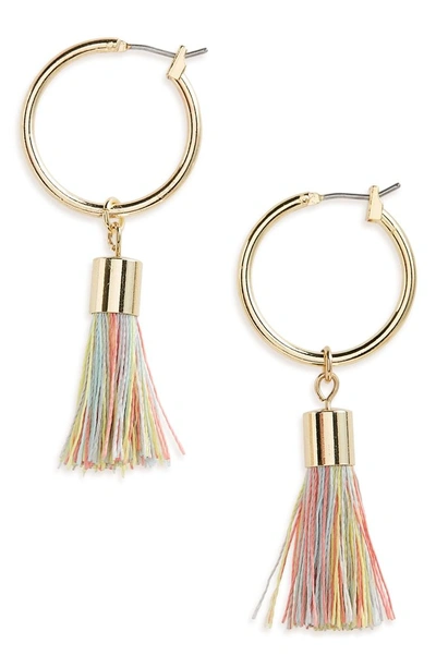 Shop Panacea Multicolor Tassel Hoop Earrings In Gold/ Multi
