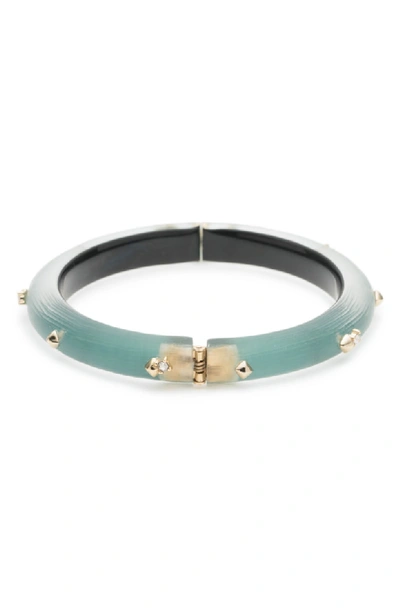 Shop Alexis Bittar Golden Stud Hinge Bracelet In Teal Blue