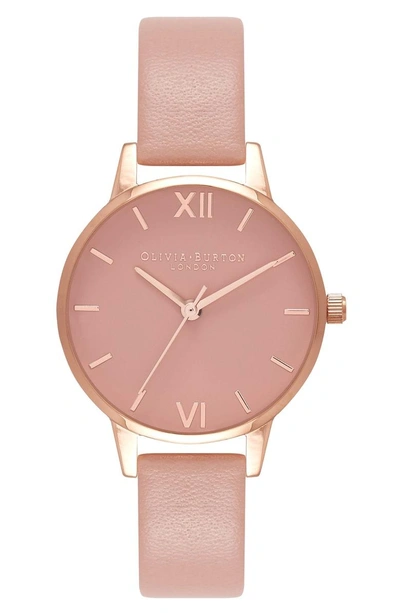 Shop Olivia Burton Midi Dial Leather Strap Watch, 30mm In Dusty Pink/ Rose Gold