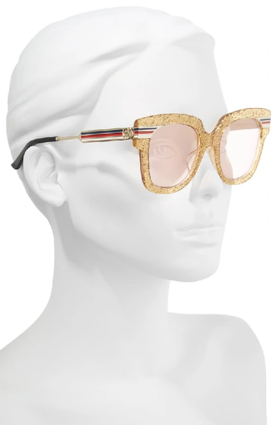 Shop Gucci 51mm Cat Eye Sunglasses - Pink/ Gold