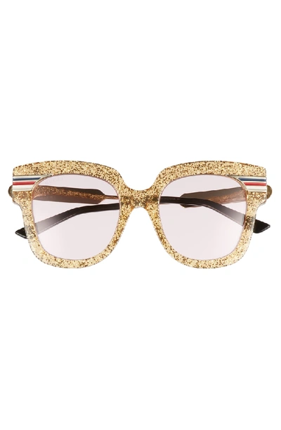 Shop Gucci 51mm Cat Eye Sunglasses - Pink/ Gold