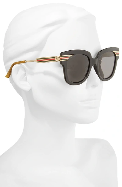 Shop Gucci 51mm Cat Eye Sunglasses - Black/ Gold