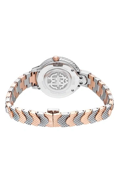 Shop Roberto Cavalli By Franck Muller Scale Bracelet Watch In Rose Gold/ Silver